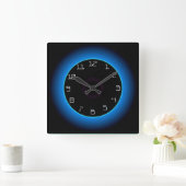 Leuchtend blau/Aqua auf schwarz> Wall-Uhr Quadratische Wanduhr (Zuhause)