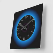Leuchtend blau/Aqua auf schwarz> Wall-Uhr Quadratische Wanduhr (Winkel)