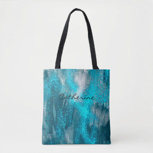 Leuchtend blaue funkelnde Spritzer Tasche
