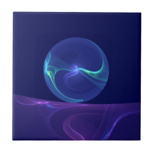 Leuchtend blaue violette Traum-Abstrakte Fraktal-K Fliese