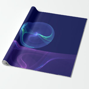 Leuchtend blaue violette Traum-Abstrakte Fraktal-K Geschenkpapier