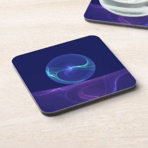 Leuchtend blaue violette Traum-Abstrakte Fraktal-K Getränkeuntersetzer