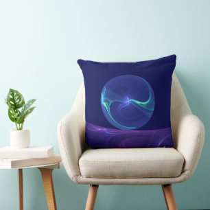 Leuchtend blaue violette Traum-Abstrakte Fraktal-K Kissen