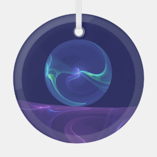 Leuchtend blaue violette Traum-Abstrakte Fraktal-K Ornament Aus Glas