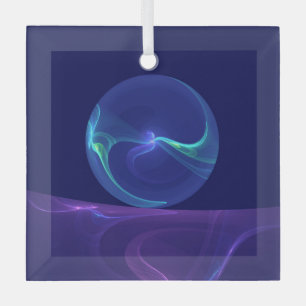 Leuchtend blaue violette Traum-Abstrakte Fraktal-K Ornament Aus Glas