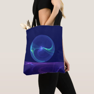 Leuchtend blaue violette Traum-Abstrakte Fraktal-K Tasche