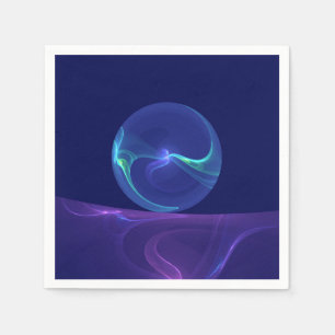 Leuchtend blaue, violette Traum-Abstrakte-Fraktal- Serviette