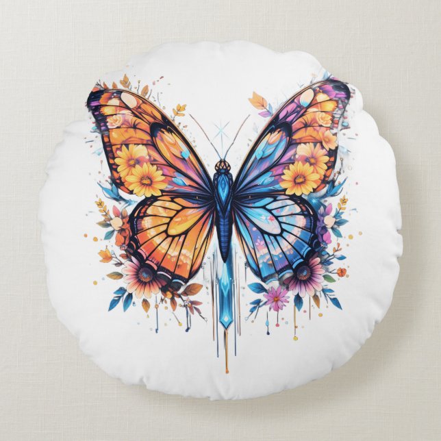 Leuchtend blühend rundes kissen (Vorderseite)