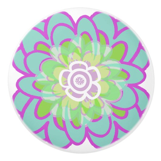 leuchtend blühend sukkulent keramikknauf (Vorderseite)