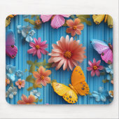 LEUCHTEND BUNTE BLUMEN UND SCHMETTERLINGE MOUSEPAD (Vorne)