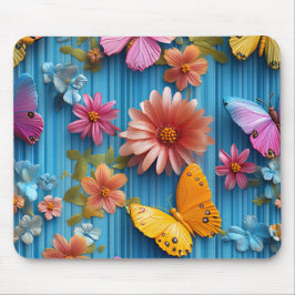 LEUCHTEND BUNTE BLUMEN UND SCHMETTERLINGE MOUSEPAD