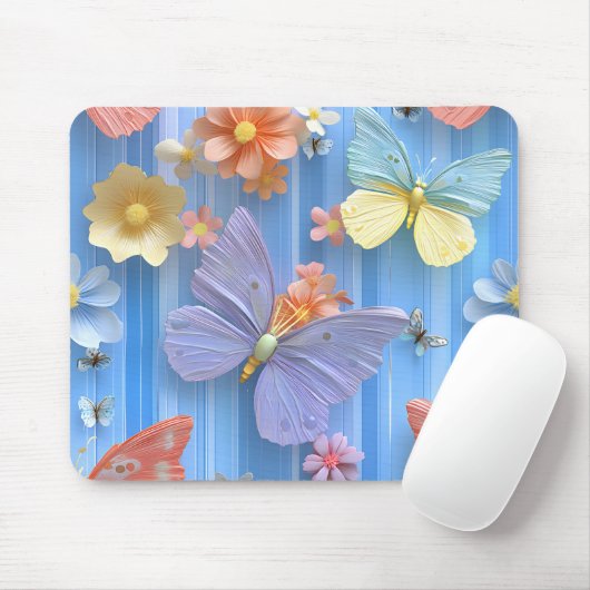 LEUCHTEND BUNTE BLUMEN UND SCHMETTERLINGE MOUSEPAD (Mit Mouse)