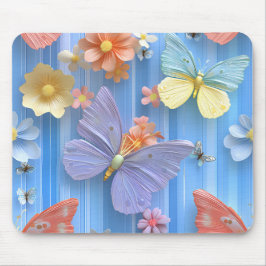 LEUCHTEND BUNTE BLUMEN UND SCHMETTERLINGE MOUSEPAD