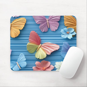 LEUCHTEND BUNTE BLUMEN UND SCHMETTERLINGE MOUSEPAD