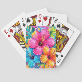 LEUCHTEND BUNTE SOMMER-HIBISKUSBLÜTEN SPIELKARTEN