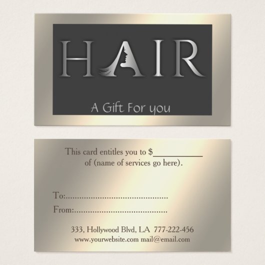 Leuchtend elegantes Geschenkgutschein für Haare (Vorne & Hinten)