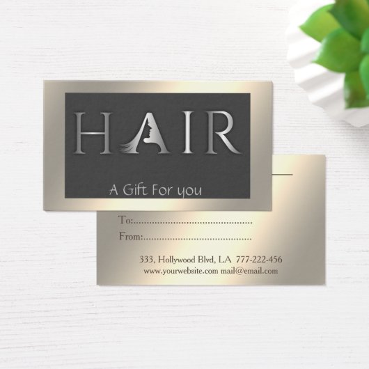 Leuchtend elegantes Geschenkgutschein für Haare (Schreibtisch)