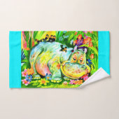 leuchtend farbige Nilpferde und Vögel Badhandtuch Set (Handtuch)