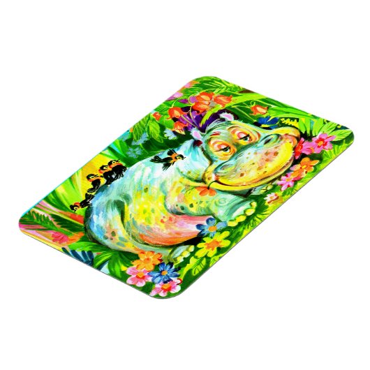 leuchtend farbige Nilpferde und Vögel Magnet (Linke Seite)