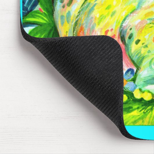 leuchtend farbige Nilpferde und Vögel Mousepad (Ecke)