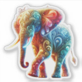 leuchtend farbiger Elefant Aufkleber (Vorderseite)