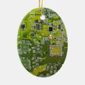 Leuchtend grüne Computergehäuse Keramik Ornament (Hinten)