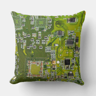 Leuchtend grüne Computergehäuse Kissen