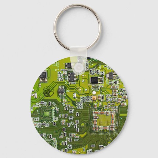 Leuchtend grüne Computergehäuse Schlüsselanhänger (Vorderseite)