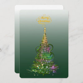 Leuchtend grüner Weihnachtsbaum Flache Weihnachtsk Einladung