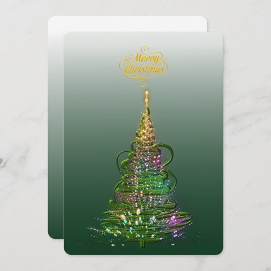 Leuchtend grüner Weihnachtsbaum Flache Weihnachtsk Einladung (Vorne/Hinten)