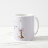 Leuchtend hellviolette Schleife Weiße Goldkerze Kaffeetasse (VorderseiteRechts)