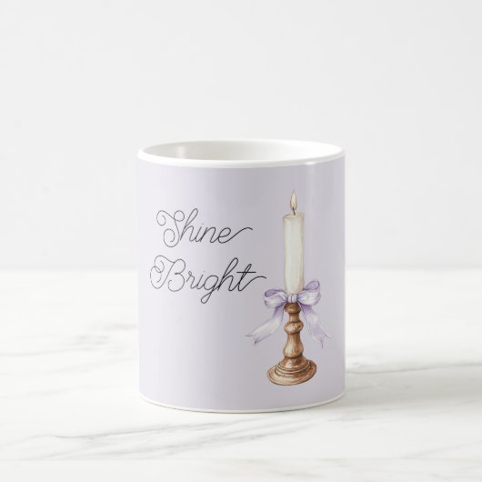 Leuchtend hellviolette Schleife Weiße Goldkerze Kaffeetasse (Mittel)