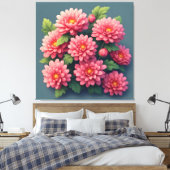 Leuchtend rosa Chrysanthemenstrauß Leinwanddruck (Insitu (Schlafzimmer))