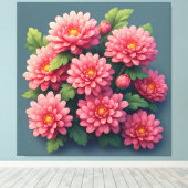 Leuchtend rosa Chrysanthemenstrauß Leinwanddruck (Insitu (Holzboden))
