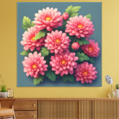 Leuchtend rosa Chrysanthemenstrauß Leinwanddruck (Insitu (Wohnzimmer))
