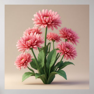 Leuchtend rosa Chrysanthemenstrauß Poster