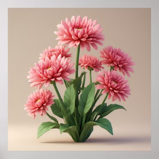 Leuchtend rosa Chrysanthemenstrauß Poster (Vorne)