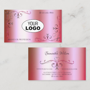 leuchtend rosa grüne Farbe mit dekorativen Logos Visitenkarte