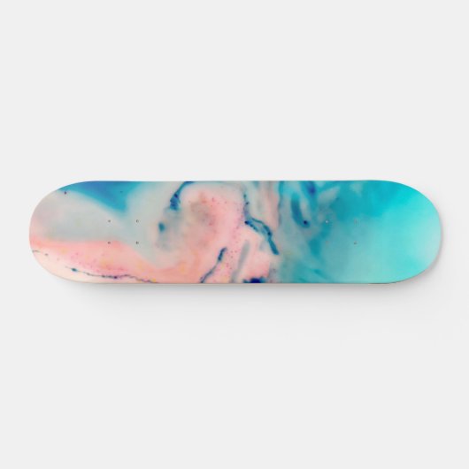 leuchtend rosa und blaue Alkoholfarbe Aquarell Skateboard (Horizontal)