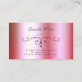 leuchtend rosa und grün glänzende Ornamentik Verzi Visitenkarte (Rückseite)