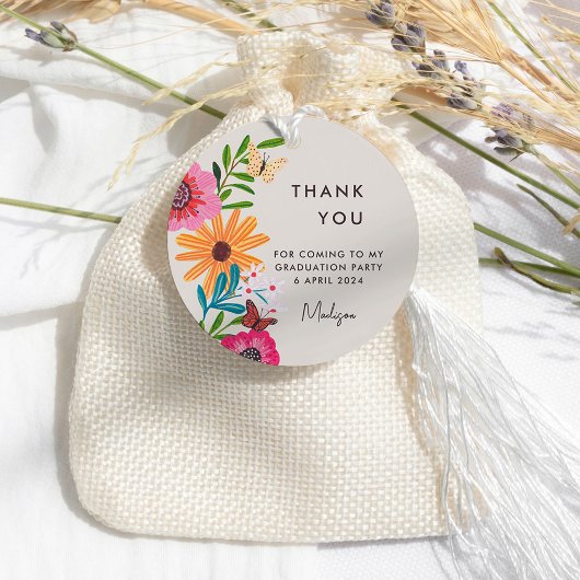 Leuchtend rosa Wildblumen-Abschlussfeier Danke Geschenkanhänger