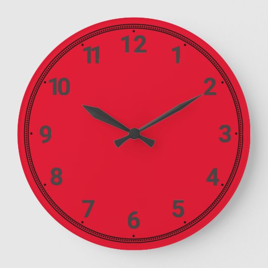 Leuchtend Rot Große Wanduhr (Vorderseite)