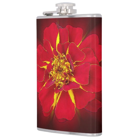 leuchtend rote Ringelblume Flachmann (Links)