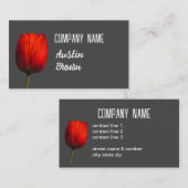 leuchtend rote Tulpe auf karkohlegrauem Minimalism Visitenkarte (Vorne/Hinten)