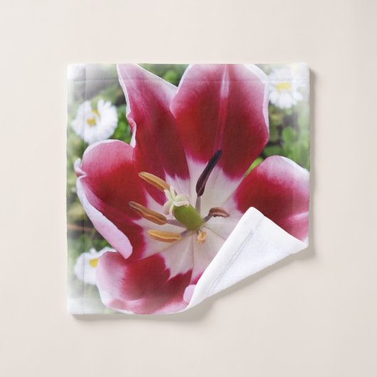 leuchtend rote Tulpe Badhandtuch Set (Waschlappen)
