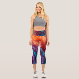 Leuchtende Abstrakte Gewebepapierschichten Capri Leggings