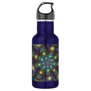 Leuchtende abstrakte glänzende Türkis-Purple-Frakt Edelstahlflasche