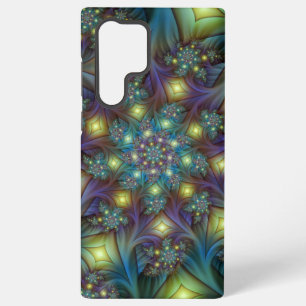Leuchtende abstrakte glänzende Türkis-Violette Fra Samsung Galaxy Hülle