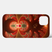 Leuchtende Abstrakte Orange Red Fraktal Initials Case-Mate iPhone Hülle (Rückseite (Horizontal))