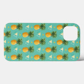 Leuchtende Ananas auf geometrischem Muster Case-Mate iPhone Hülle (Rückseite (Horizontal))